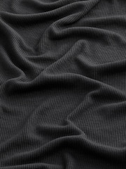 Black Ribbed Button Through Pyjamas - Image 6 of 9