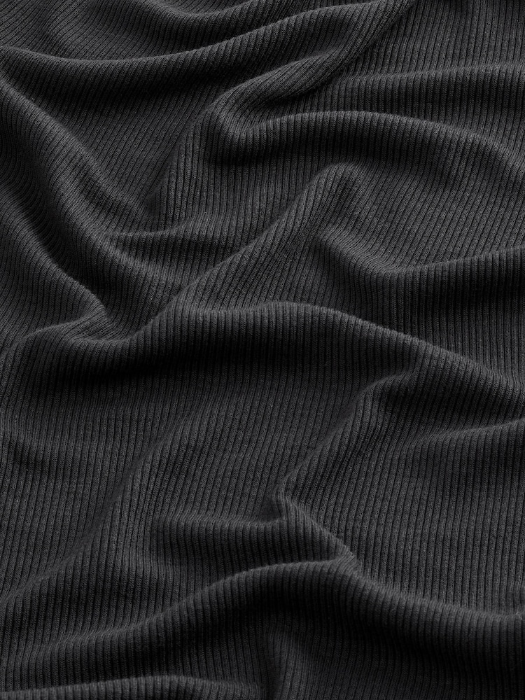 Black Ribbed Button Through Pyjamas - Image 6 of 9