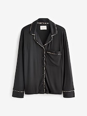 Black Ribbed Button Through Pyjamas - Image 8 of 9