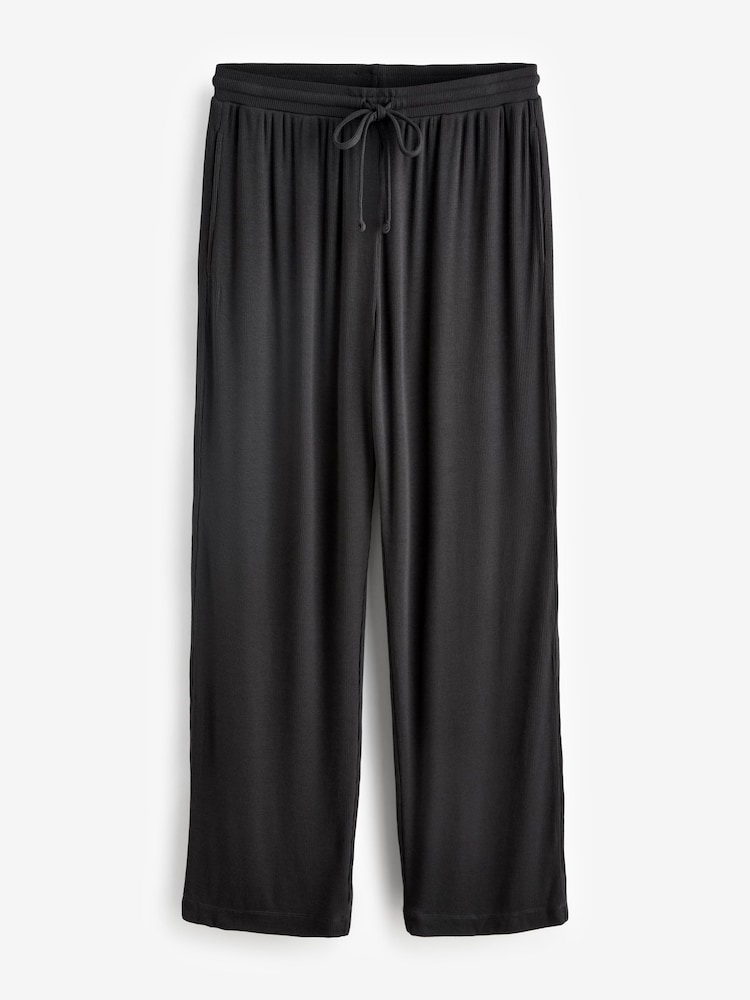 Black Ribbed Button Through Pyjamas - Image 9 of 9