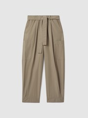 Reiss Khaki Delia Cotton Tapered Parachute Trousers - Image 2 of 6