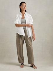 Reiss Khaki Delia Cotton Tapered Parachute Trousers - Image 5 of 6