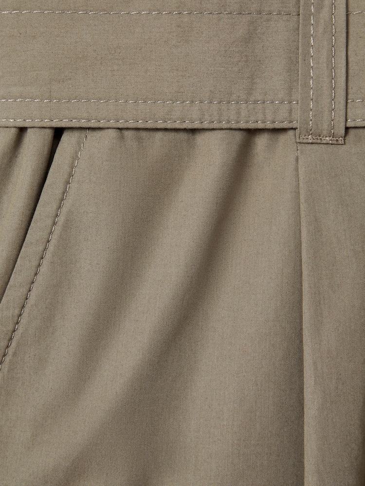Reiss Khaki Delia Cotton Tapered Parachute Trousers - Image 6 of 6