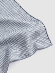 Reiss Airforce Blue Melange Cataldo Silk Reversible Pocket Square - Image 4 of 5