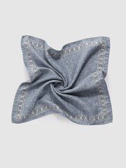 Reiss Airforce Blue Melange Cataldo Silk Reversible Pocket Square - Image 5 of 5