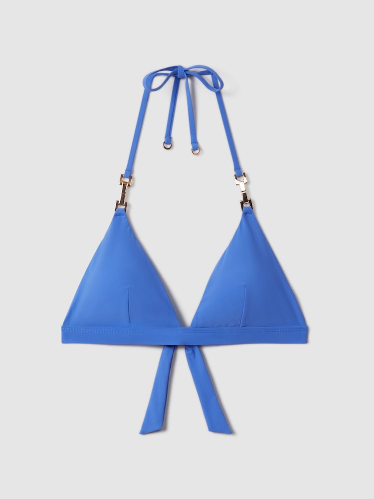Azul claro - Top de bikini de triángulo con cuello halter Riah de Reiss - Imagen 2 de 6 Azul claro - Top de bikini de triángulo con cuello halter Riah de Reiss - Imagen 2 de 6