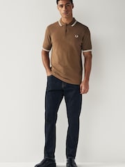 Песок/белый/светло-бежевый - Рубашка поло с контрастной отделкой Fred Perry - Image 3 of 8