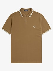 Песок/белый/светло-бежевый - Рубашка поло с контрастной отделкой Fred Perry - Image 6 of 8