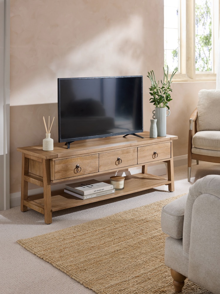 Natural Hector Mango Wood TV Unit - Image 1 of 9