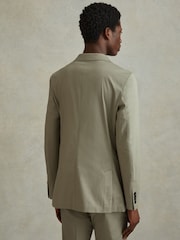 Серовато-зеленый - Однобортный хлопковый Blend зауженного кроя Reiss Crawford - Изображение 3 из 7