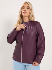 Yours Curve Purple PU Centre Front Jacket - Image 2 of 7