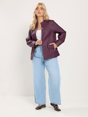 Yours Curve Purple PU Centre Front Jacket - Image 3 of 7