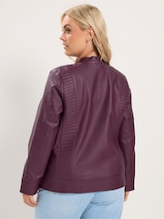 Yours Curve Purple PU Centre Front Jacket - Image 4 of 7
