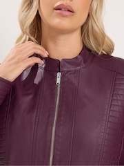 Yours Curve Purple PU Centre Front Jacket - Image 5 of 7