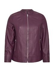 Yours Curve Purple PU Centre Front Jacket - Image 6 of 7