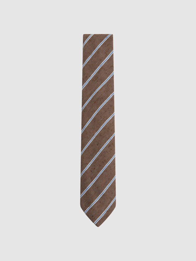 Reiss Chocolate Melange Ravenna Silk Blend Textured Tie - Image 1 of 6 Reiss Chocolate Melange Ravenna Silk Blend Textured Tie - Image 1 of 6