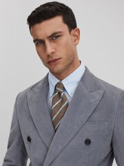 Reiss Chocolate Melange Ravenna Silk Blend Textured Tie - Image 3 of 6