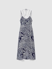 Reiss Navy Quinn Printed Strappy Resort Midi Dress - Image 2 of 6