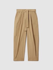 Reiss Sand Delia Cotton Tapered Parachute Trousers - Image 2 of 6