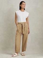 Reiss Sand Delia Cotton Tapered Parachute Trousers - Image 4 of 6