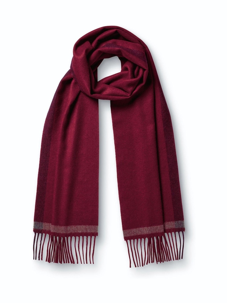 Charles Tyrwhitt Red Herringbone Cashmere Scarf - Image 1 of 3 Charles Tyrwhitt Red Herringbone Cashmere Scarf - Image 1 of 3