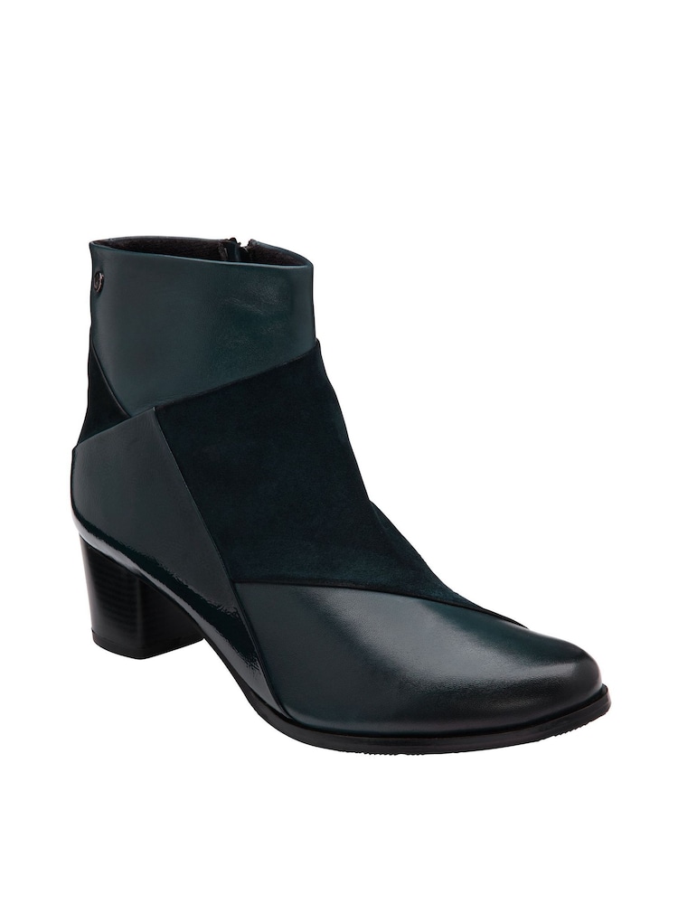 Lotus Navy Blue Multi Leather Heeled Ankle Boots - Image 1 of 4 Lotus Navy Blue Multi Leather Heeled Ankle Boots - Image 1 of 4