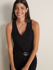 Black Ribbed Waistcoat - Image 1 of 7