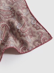 Reiss Oatmeal/Rose Tindari Silk Reversible Pocket Square - Image 4 of 5