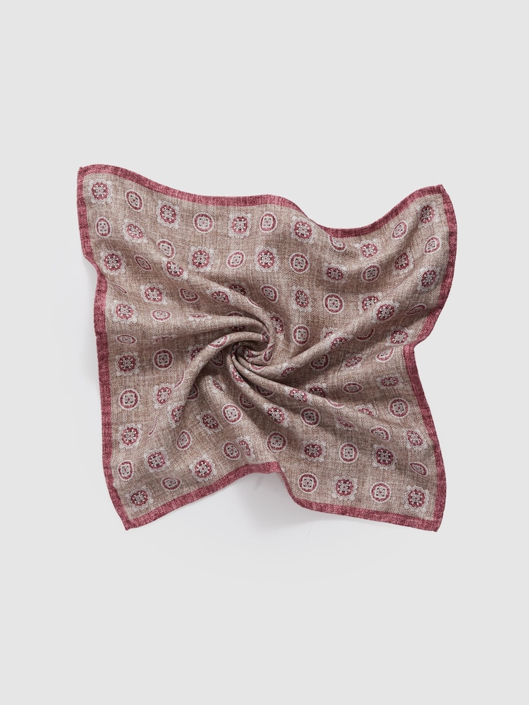 Reiss Oatmeal/Rose Tindari Silk Reversible Pocket Square - Image 5 of 5 Reiss Oatmeal/Rose Tindari Silk Reversible Pocket Square - Image 5 of 5