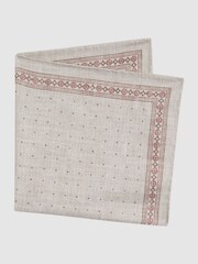 Reiss Oatmeal Melange Cataldo Silk Reversible Pocket Square - Image 7 of 8