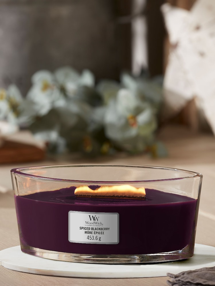 Woodwick Purple Ellipse Scented Candle with Crackle Wick Spiced Blackberry - Image 1 of 1