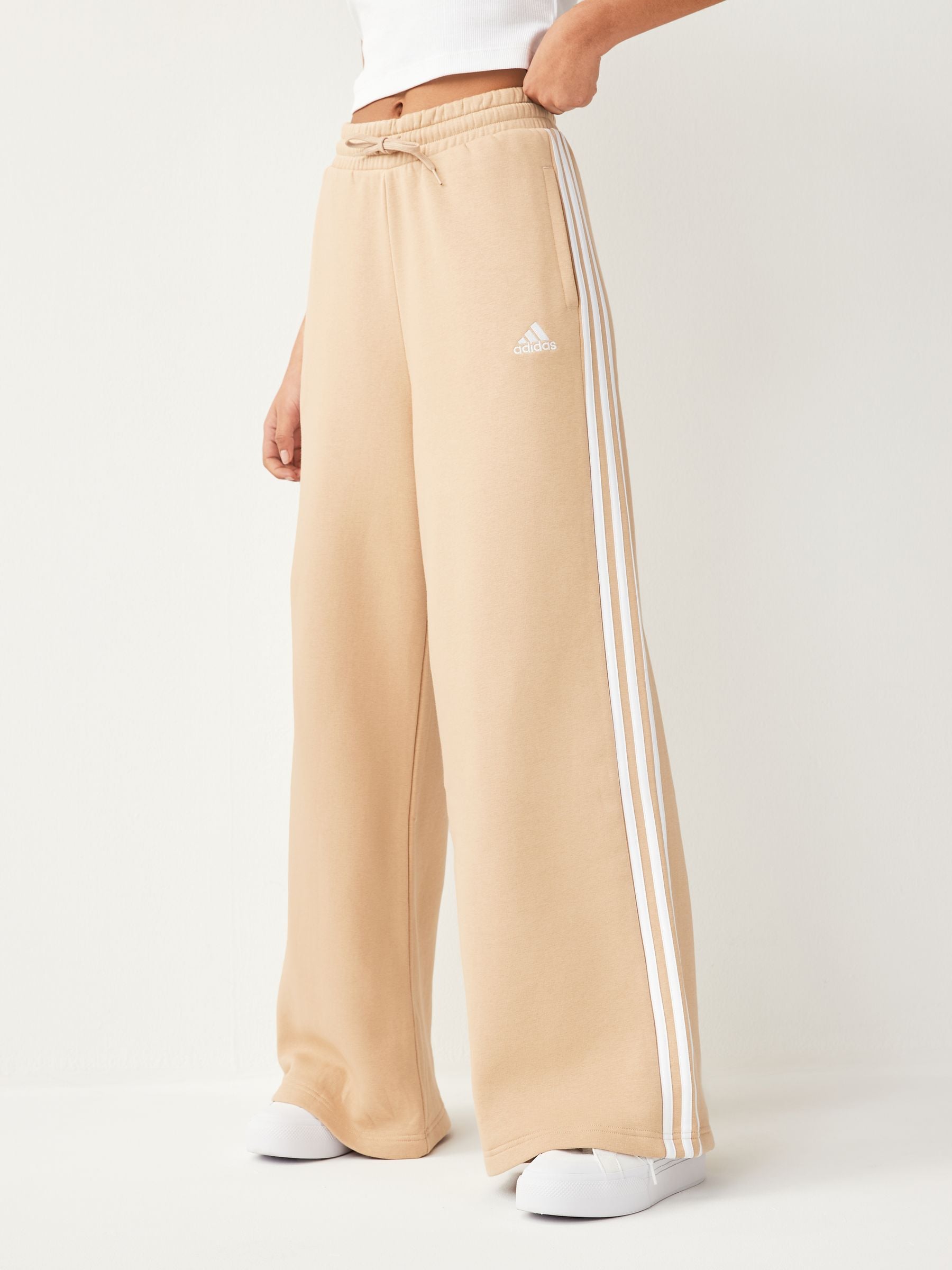 adidas Brown adidas Essentials 3 Stripe Wide Leg Jogger