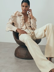 Reiss Blush Kiani Silk Ruffle Blouse - Image 1 of 6