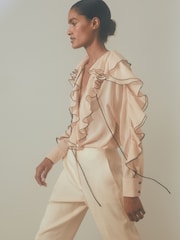 Reiss Blush Kiani Silk Ruffle Blouse - Image 2 of 6
