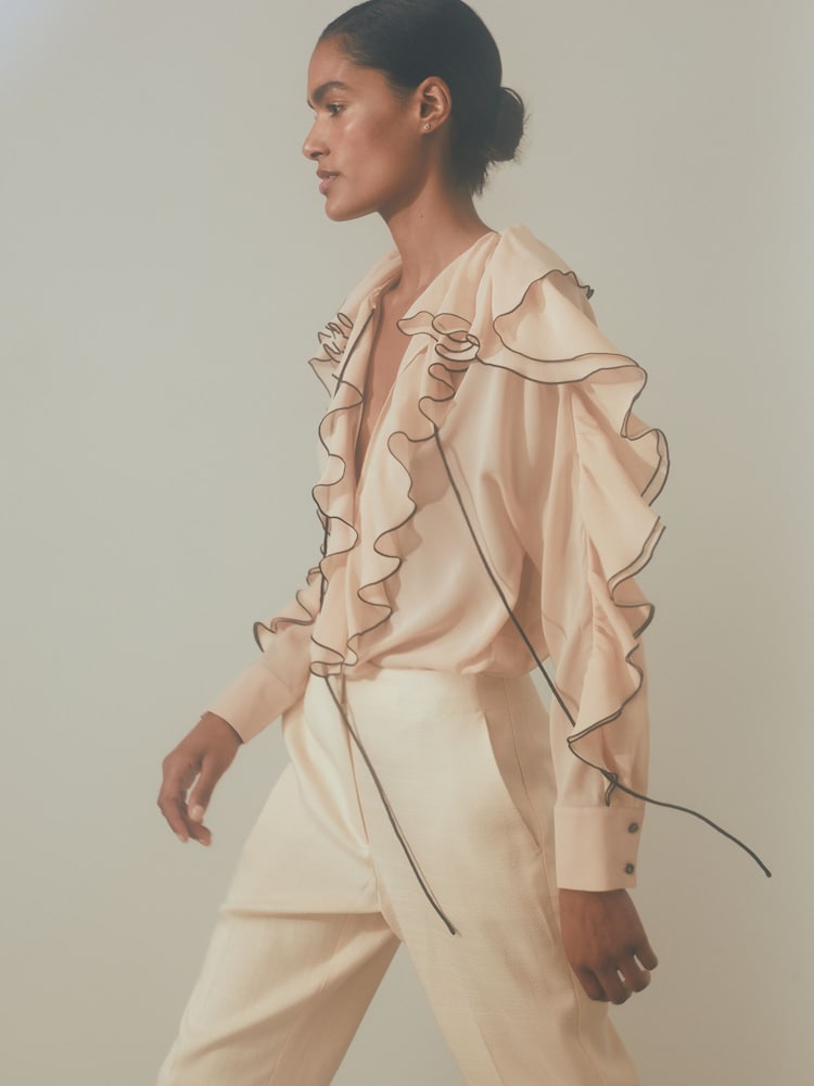 Reiss Blush Kiani Silk Ruffle Blouse - Image 2 of 6