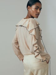 Reiss Blush Kiani Silk Ruffle Blouse - Image 3 of 6