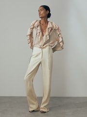 Reiss Blush Kiani Silk Ruffle Blouse - Image 4 of 6