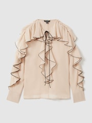 Reiss Blush Kiani Silk Ruffle Blouse - Image 6 of 6