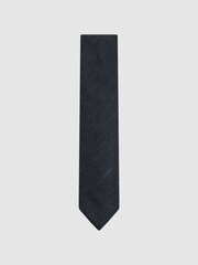 Reiss Indigo Giotto Textured Silk Blend Tie - Image 1 of 5