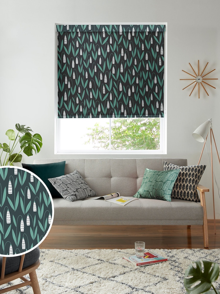 MissPrint Night Flower Snow Drops Made to Measure Roller Blinds - Image 1 of 6