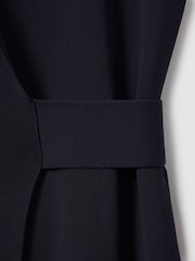 Reiss Navy Elle Knitted Wrap-Front Midi Dress - Image 5 of 5