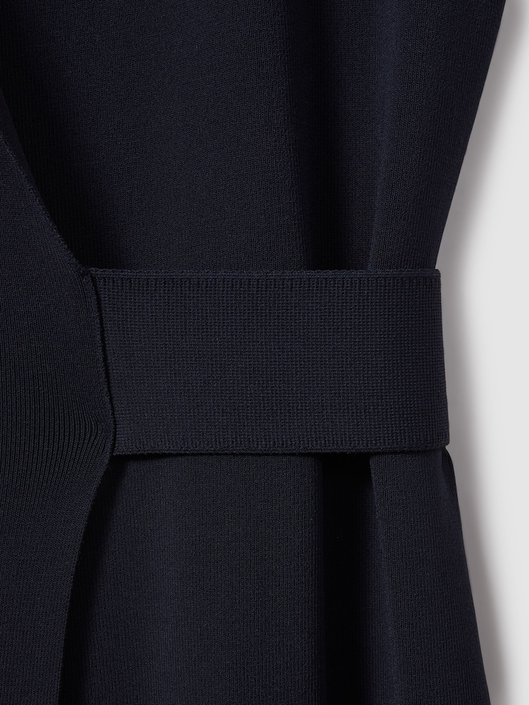 Reiss Navy Elle Knitted Wrap-Front Midi Dress - Image 5 of 5
