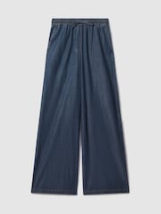 Reiss Mid Blue Carter Denim Look Wide Leg Trousers - Image 2 of 6