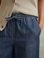 Reiss Mid Blue Carter Denim Look Wide Leg Trousers - Image 4 of 6