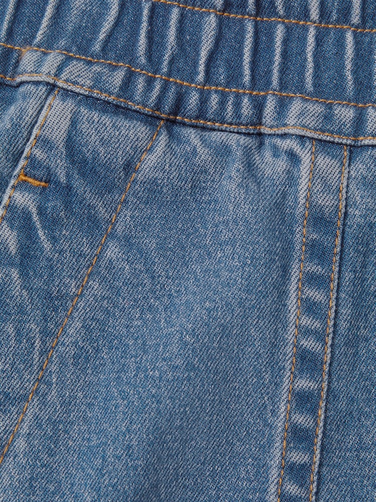 Reiss Mid Blue Isaac Lyocell Blend Denim Drawstring Shorts - Image 5 of 5