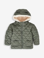 JoJo Maman Bébé Khaki Quilted Puffer Jacket - Image 1 of 9