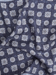 Reiss Indigo Melange Tindari Silk Reversible Pocket Square - Image 3 of 5