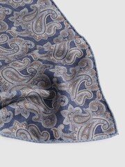 Reiss Indigo Melange Tindari Silk Reversible Pocket Square - Image 4 of 5