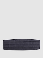 Reiss Navy Parma Silk Blend Pleated Cummerbund - Image 1 of 4