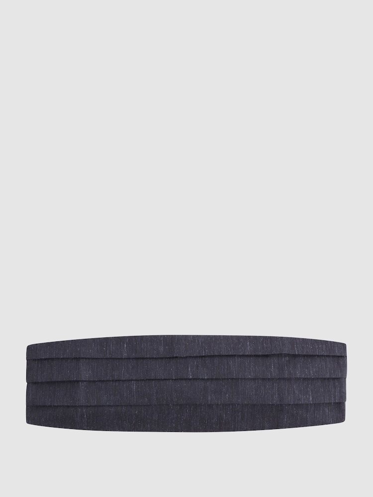 Reiss Navy Parma Silk Blend Pleated Cummerbund - Image 1 of 4